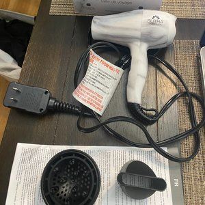 SUTRA Marble Blow Dryer Travel Size w/Diffuser and Small Concentrator